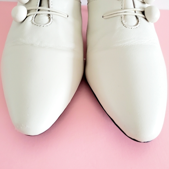 Intentionally Blank France Nappa Leather Ankle Booties Size 7 WHITE - Picture 12 of 16